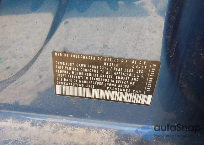 3VWCA7AU7FM511955: 44030153