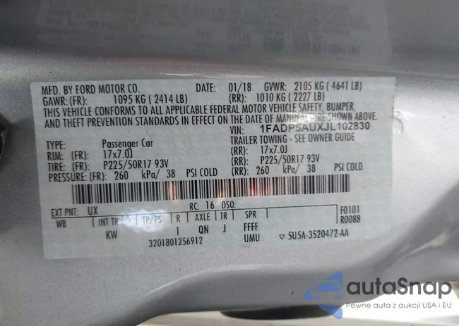 1FADP5AUXJL102830: 44030157