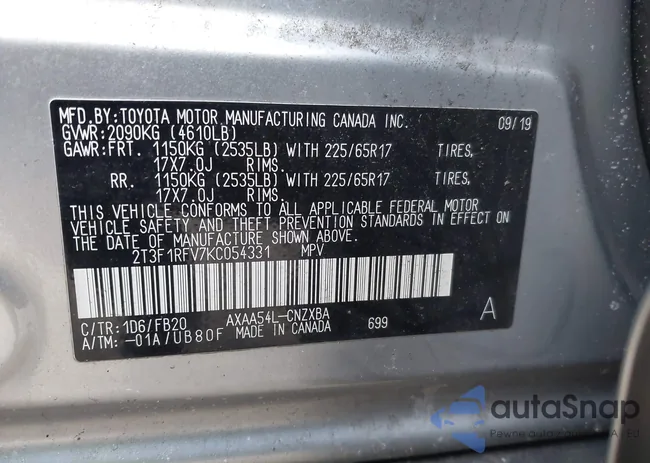 2T3F1RFV7KC054331: 44029341