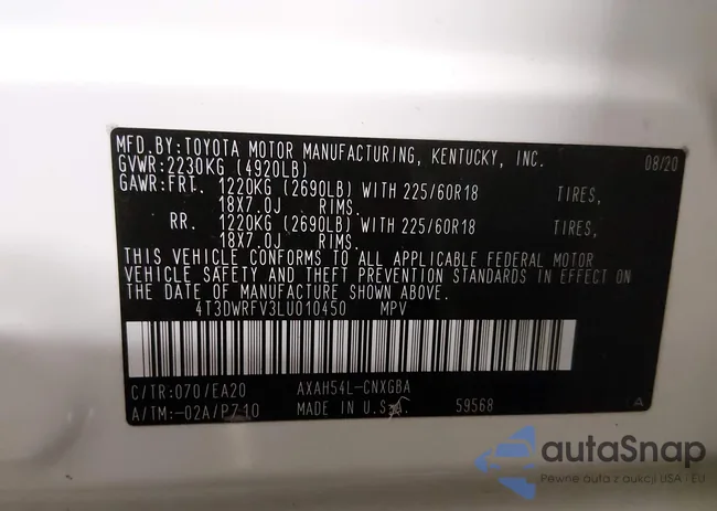 4T3DWRFV3LU010450: 44029435