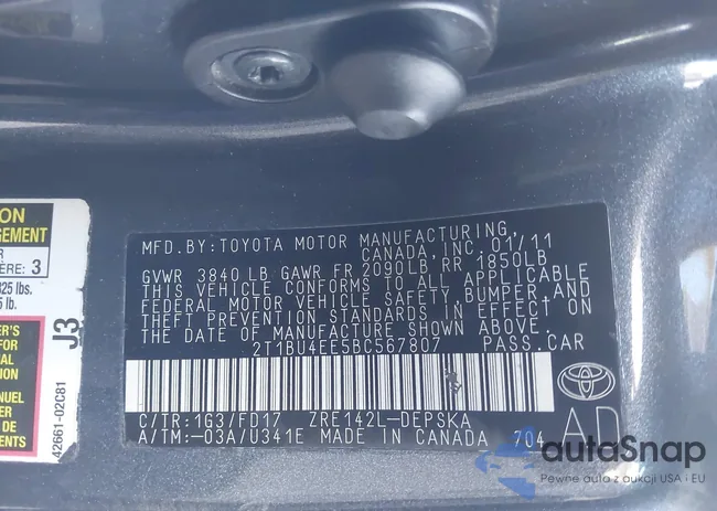 2T1BU4EE5BC567807: 44029566