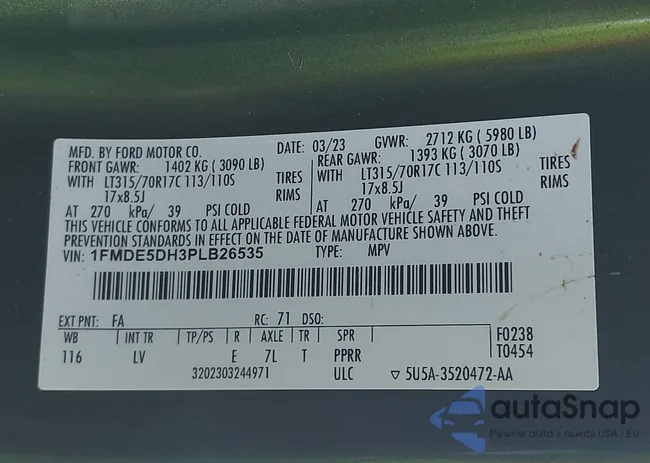 1FMDE5DH3PLB26535: 44029602