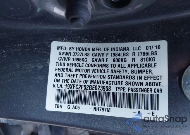 19XFC2F52GE023958: 44030636