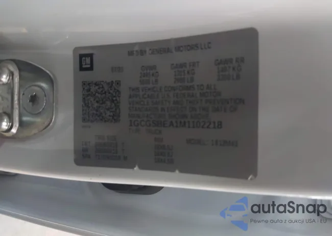 1GCGSBEA1M1102218: 44030889