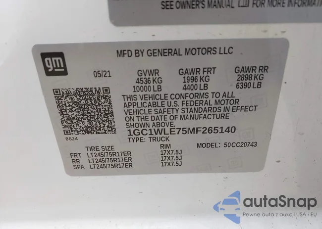 1GC1WLE75MF265140: 44030924