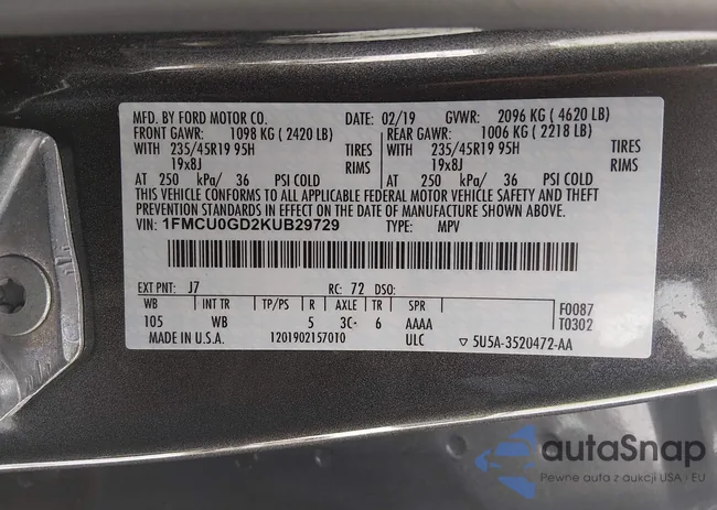 1FMCU0GD2KUB29729: 44030926