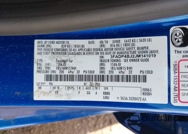 3FADP4BJ2JM141019: 44030981