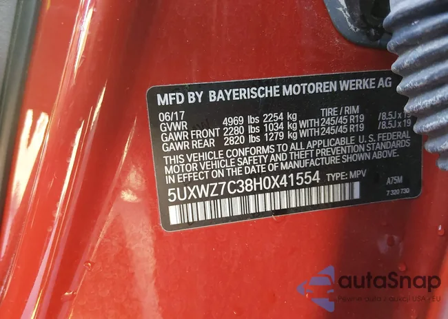 5UXWZ7C38H0X41554: 44031157