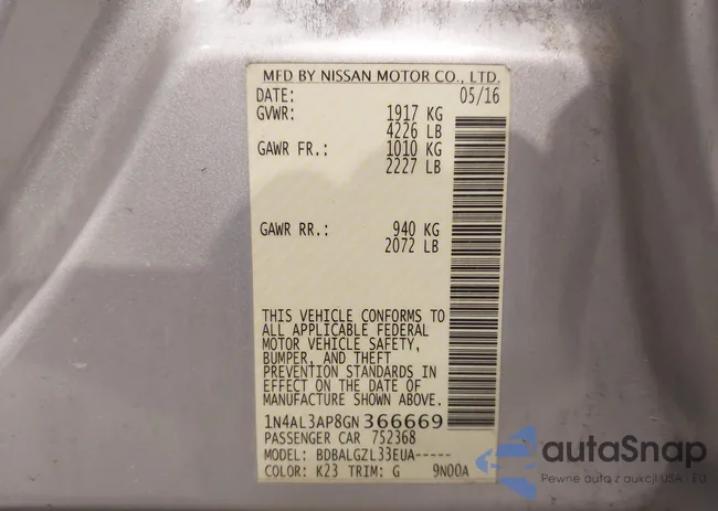 1N4AL3AP8GN366669: 44031167