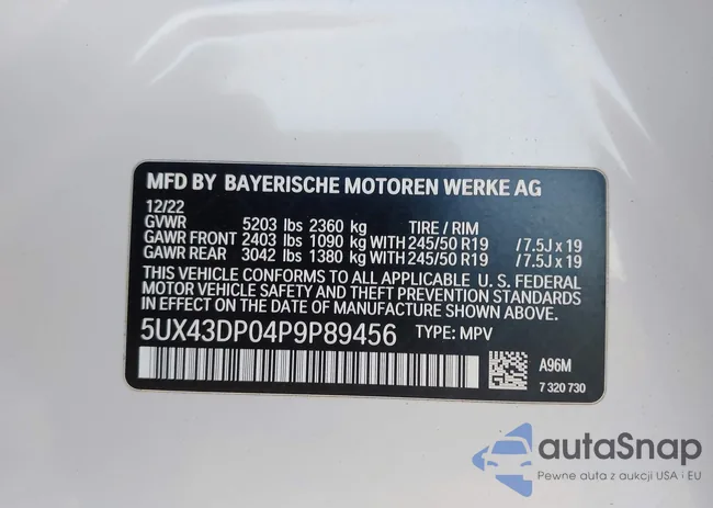 5UX43DP04P9P89456: 44030301