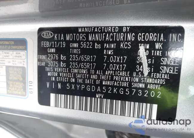 5XYPGDA52KG573202: 44030422