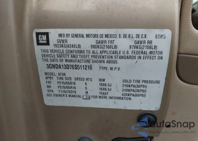 3GNDA13D76S511216: 44031781