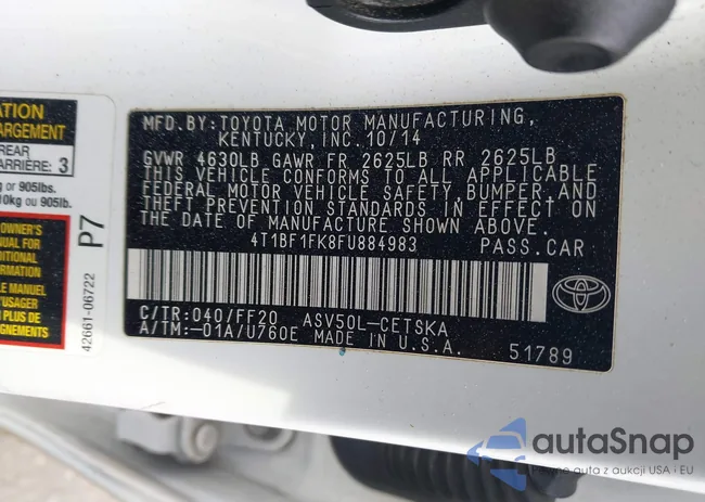 4T1BF1FK8FU884983: 44032016