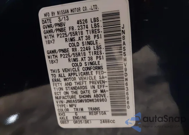 JN8AS5MV9DW636960: 44032187