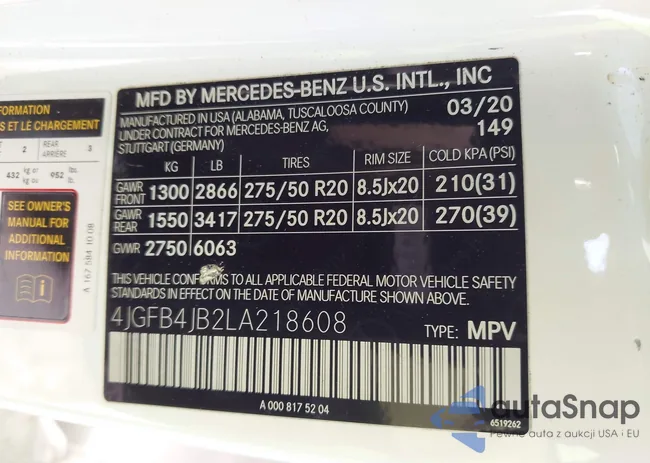 4JGFB4JB2LA218608: 44031477