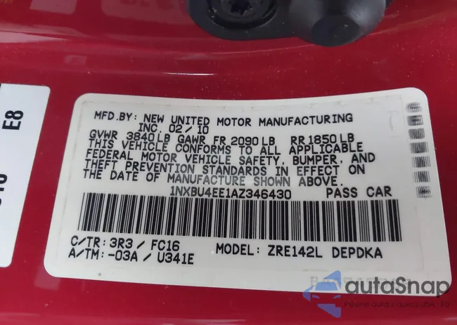 1NXBU4EE1AZ346430: 44032851