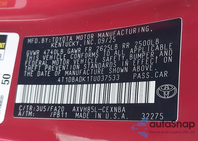 4T1DBADK1TU037533: 44032908