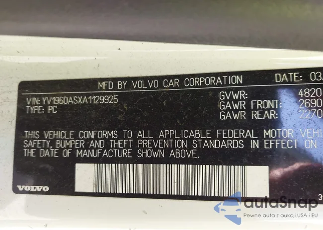 YV1960ASXA1129925: 44032911