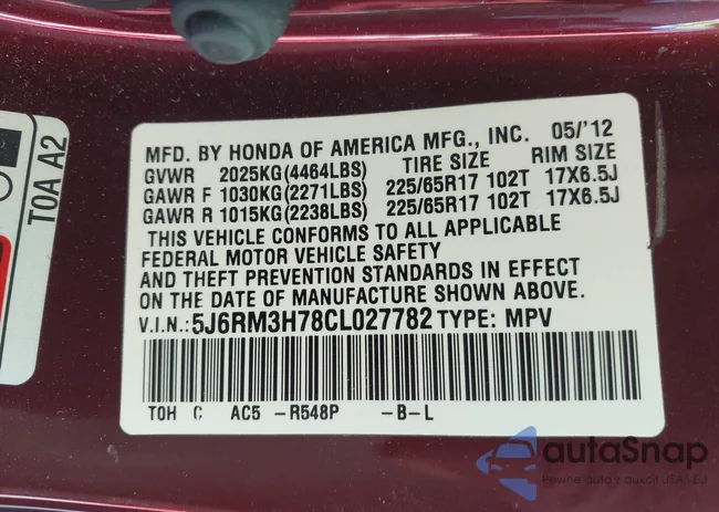 5J6RM3H78CL027782: 44032920