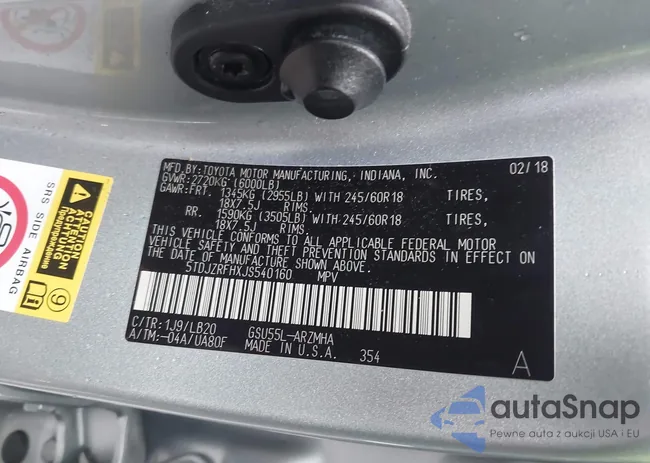 5TDJZRFHXJS540160: 44033068