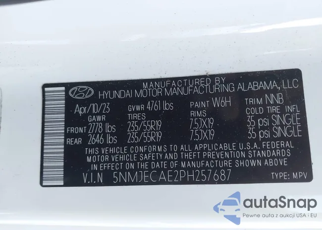 5NMJECAE2PH257687: 44033893