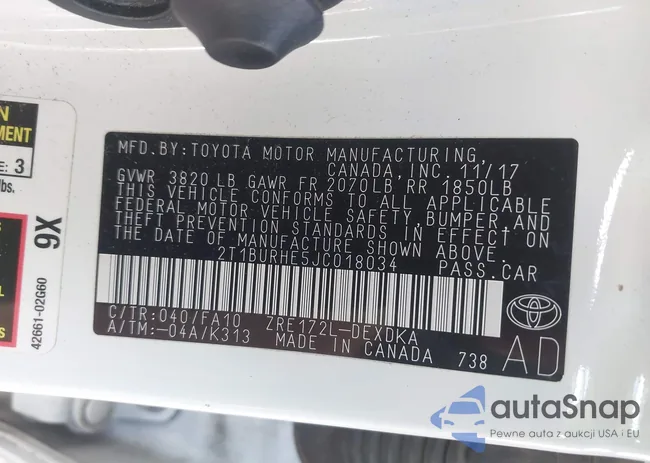 2T1BURHE5JC018034: 44034098