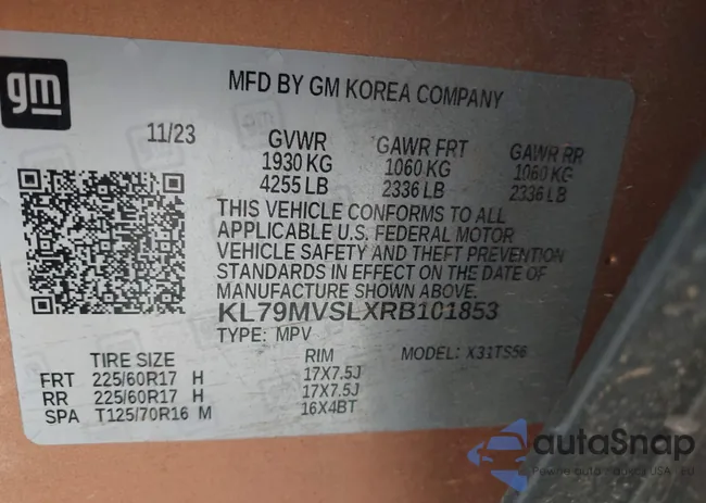 KL79MVSLXRB101853: 44033325