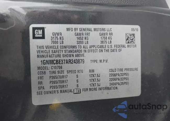 1GNMCBE37AR243879: 44033331