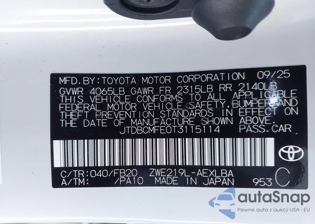 JTDBCMFE0T3115114: 44033362