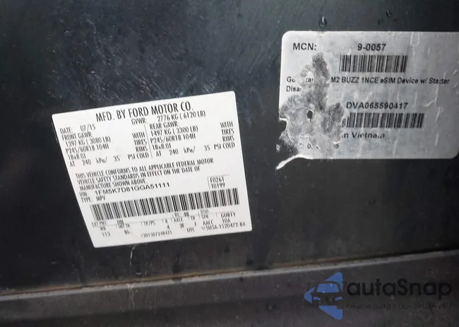 1FM5K7D81GGA51111: 44033453