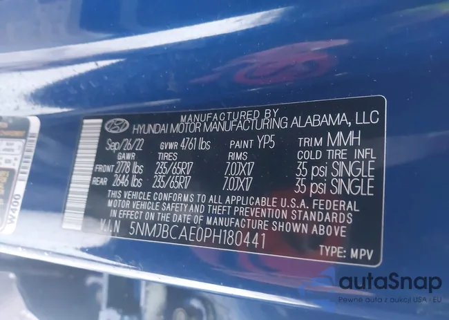 5NMJBCAE0PH180441: 44034787