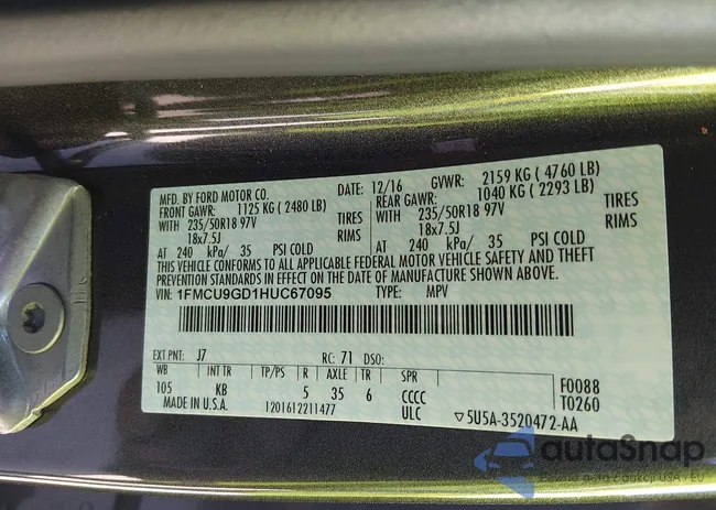 1FMCU9GD1HUC67095: 44034942