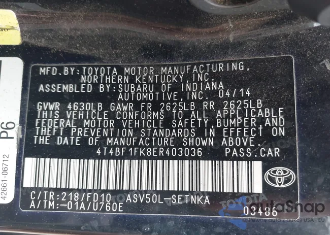 4T4BF1FK8ER403036: 44035076