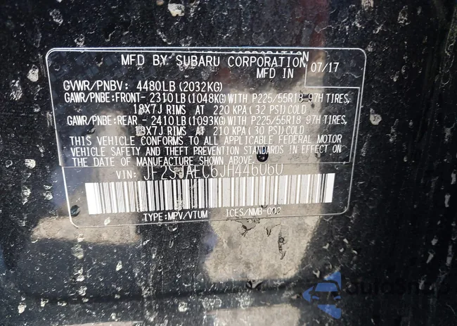 JF2SJAEC6JH446060: 44034302