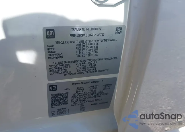 1GCPABEK4SZ338713: 44034327