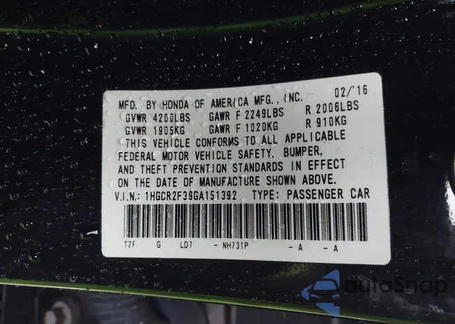 1HGCR2F39GA151392: 44034398