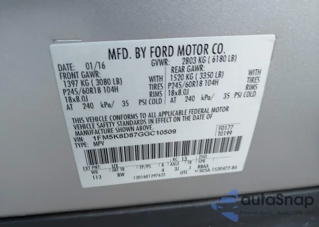 1FM5K8D87GGC10509: 44034417