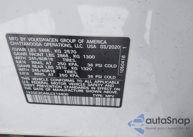 1V2GC2CA6LC213400: 44034427