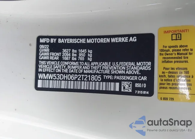 WMW53DH06P2T21805: 44034442