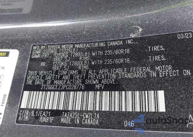 2T2GGCEZ3PC028776: 44034491