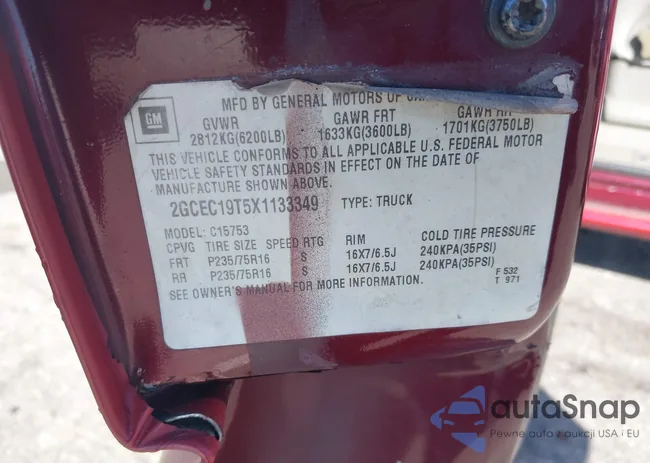 2GCEC19T5X1133349: 44035693