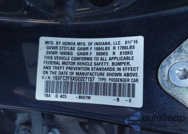 19XFC2F5XGE027157: 44035752