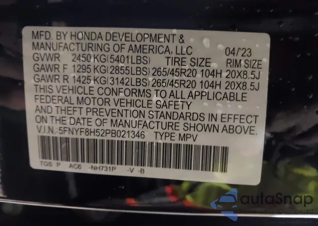 5FNYF8H52PB021346: 44035780