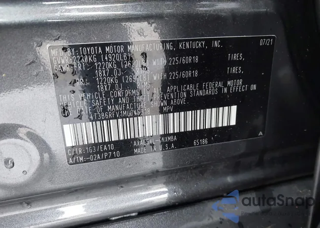 4T3B6RFV1MU045318: 44035932