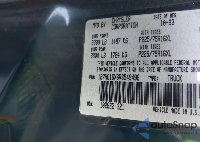 1B7HC16X6RS549496: 44035962