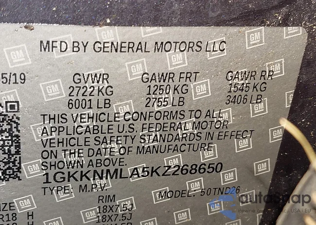 1GKKNMLA5KZ268650: 44036073