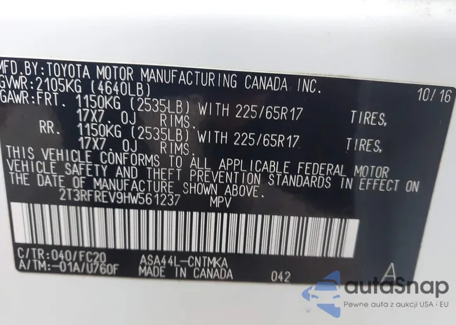 2T3RFREV9HW561237: 44036156