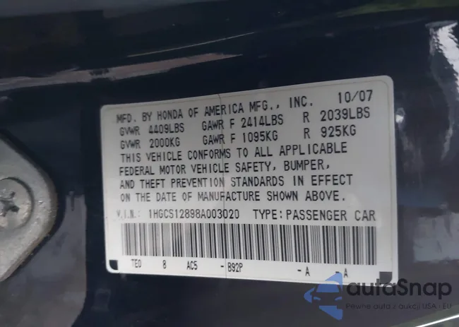 1HGCS12898A003020: 44036214