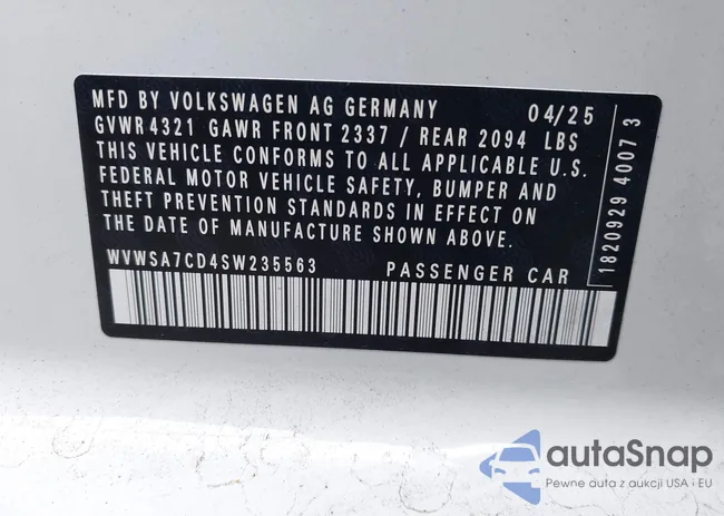 WVWSA7CD4SW235563: 44035453