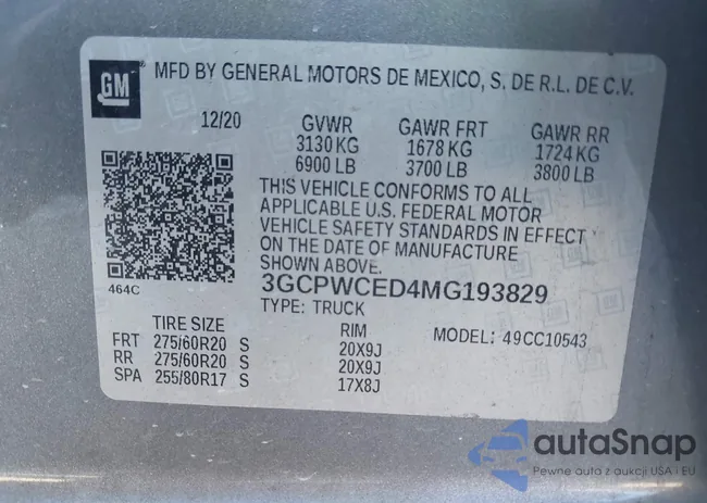 3GCPWCED4MG193829: 44035503